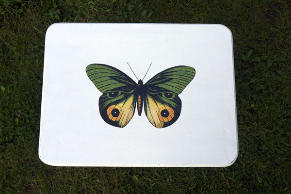 Custom Listing for Susan upcycled coffee table with vintage green butterfly