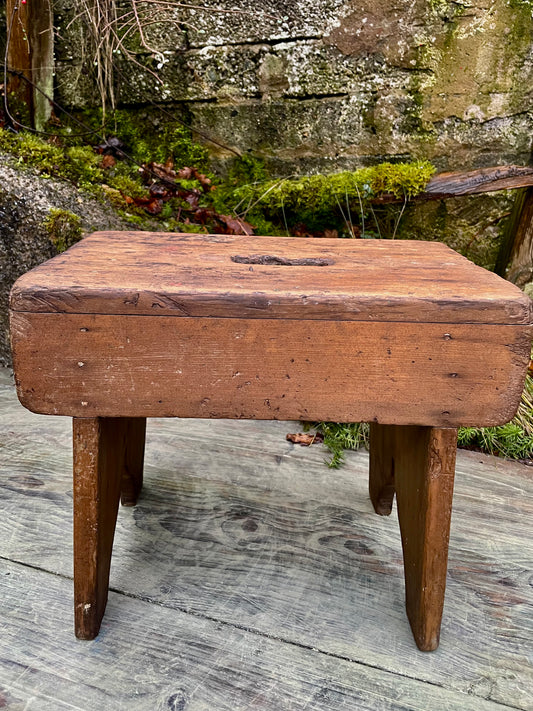19th century Elm wood antique step stool.