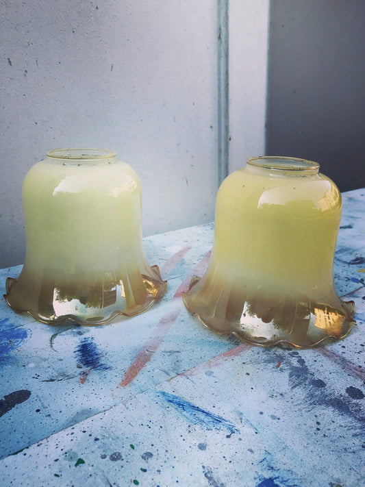 Vintage glass wall sconce lamp shades in yellow