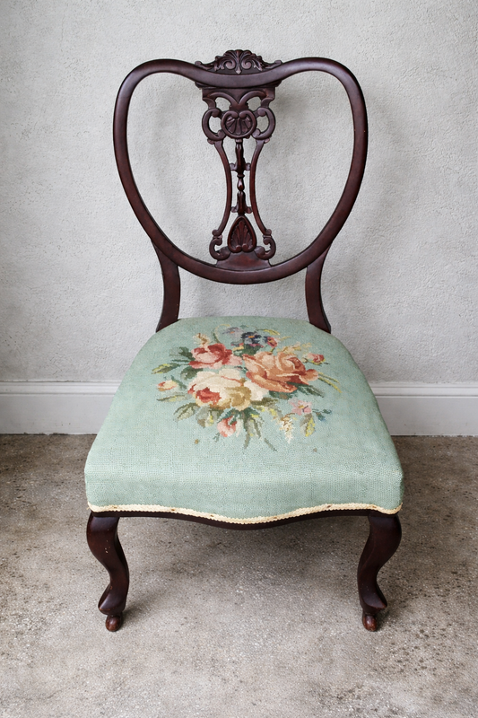 Antique vintage nursing bedroom chair  available for reupholstery and painting your choice of colour - price includes upholstery and painting