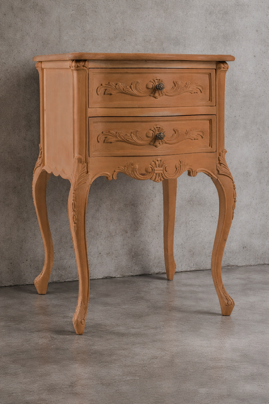 New Mahogany reproduction 2 drawer French bedside cabinet - available for painting to order