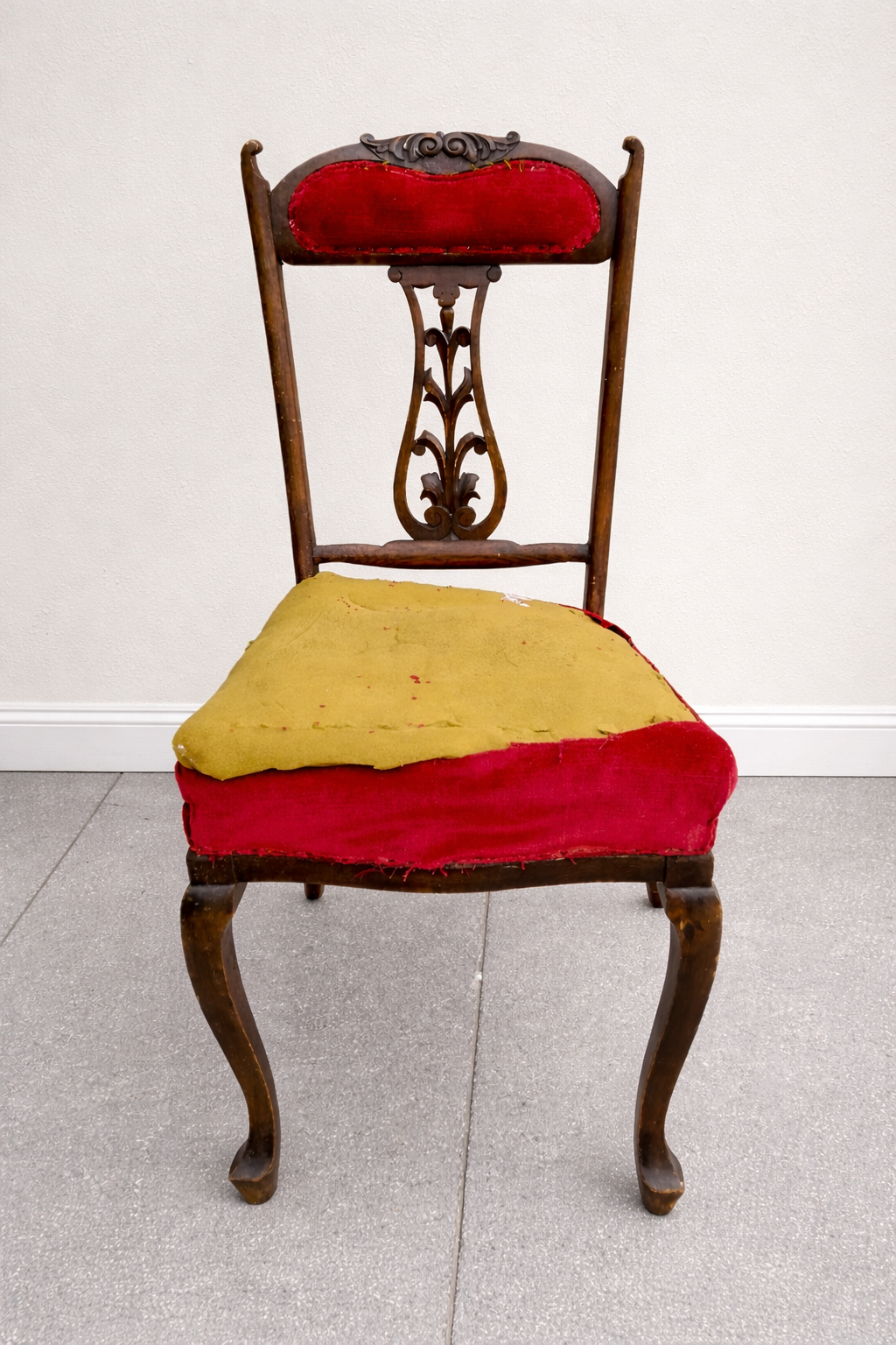 Antique vintage carved dining chair available for reupholstery and painting your choice of colour - price includes upholstery and painting