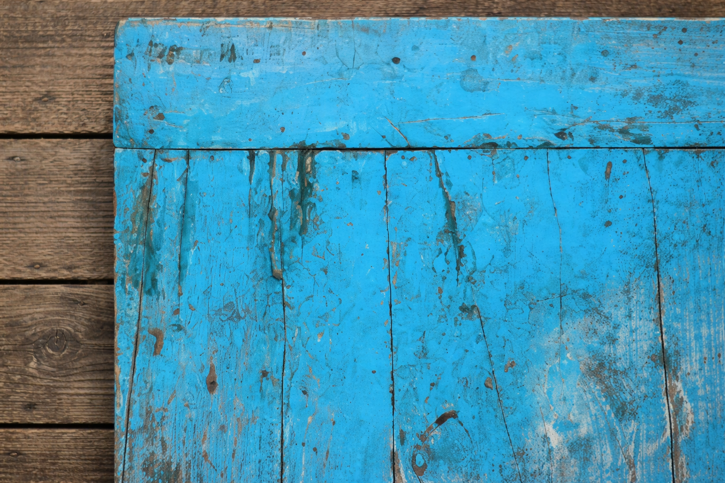 Beautiful antique teak 1920's original painted coffee table in turquoise blue  original paintwork