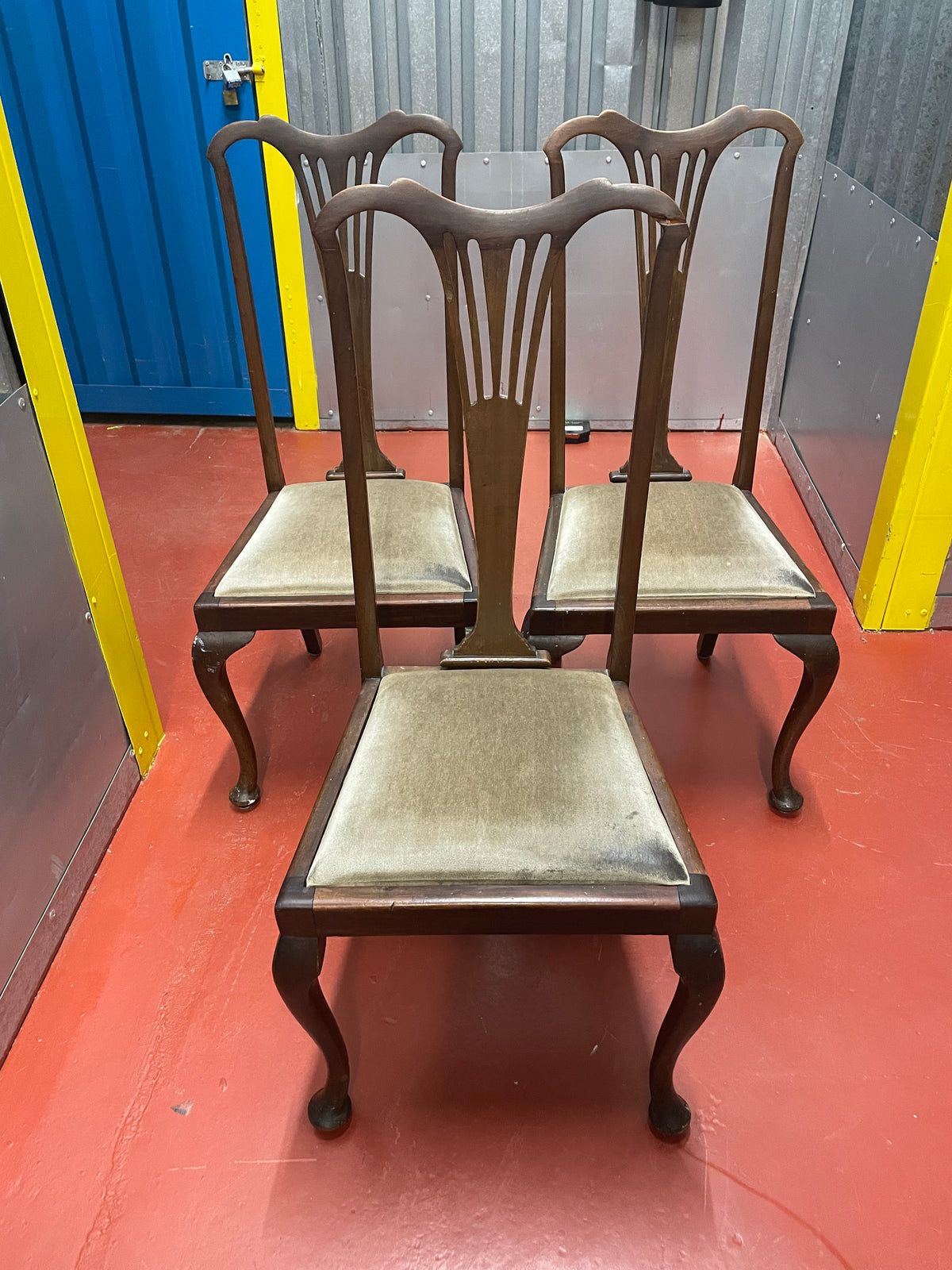 Set of 3 dining chairs available for refurb and upholstery