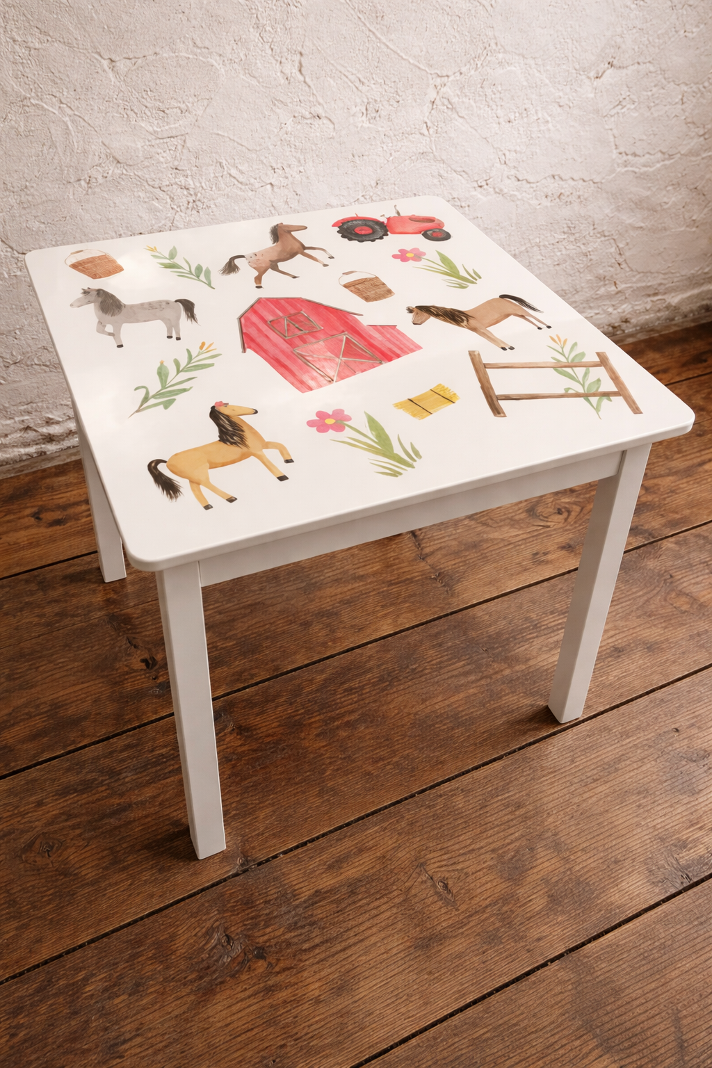 Decoupage children's tables - painted to order  - farm horse design