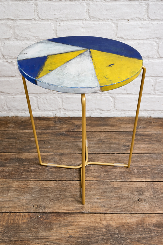 Geometric painted side table