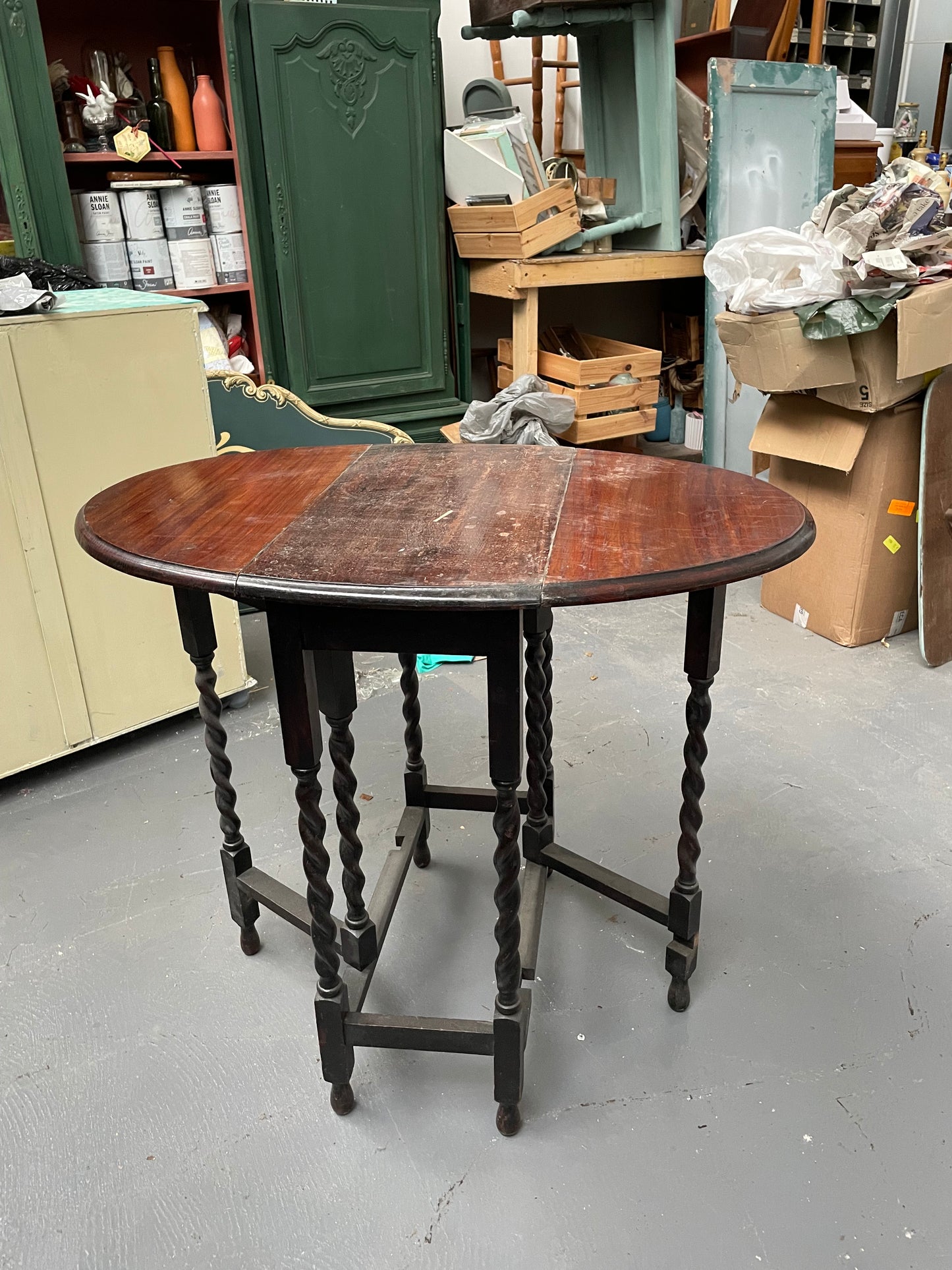 Vintage drop-leaf  table with barley twist legs available for painting your choice of colour