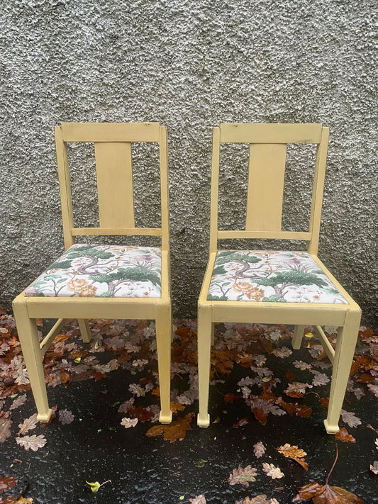 Re-upholstered matching or mismatched shabby chic vintage dining chairs painted in Sweet Pickins milk paint
