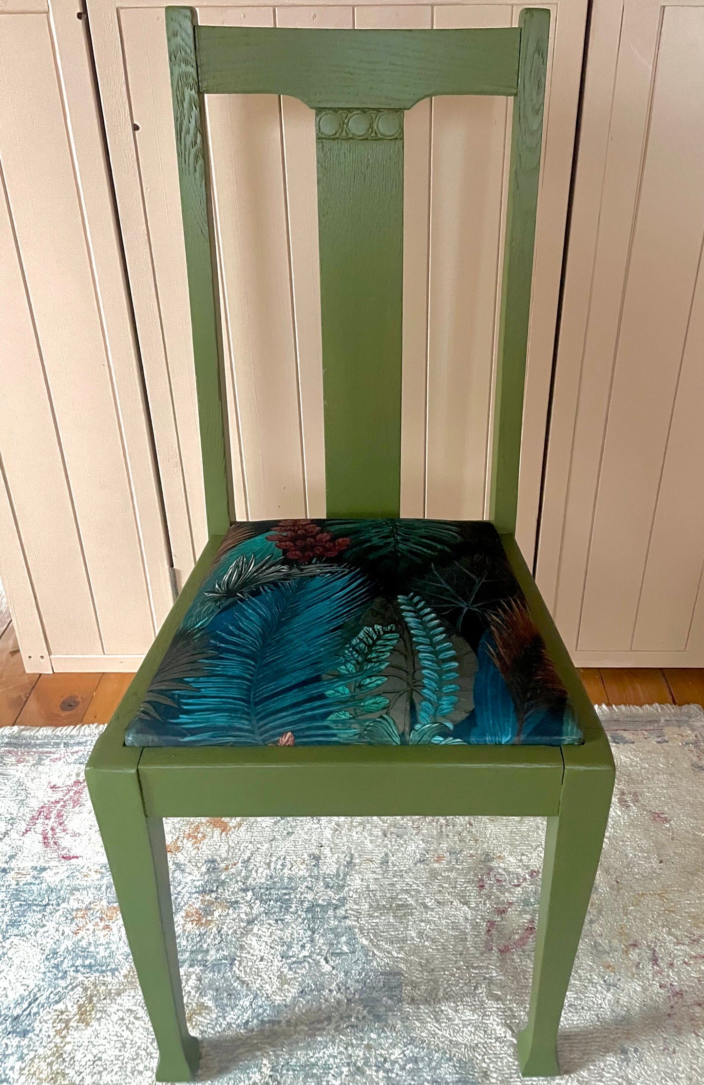 Set of 2 wooden dining chairs with lovely carved detail - available for painting and upholstery