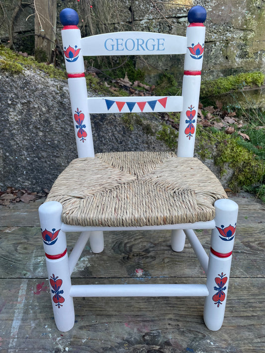 Hand painted personalised children's chair - Folk Art theme - made to order