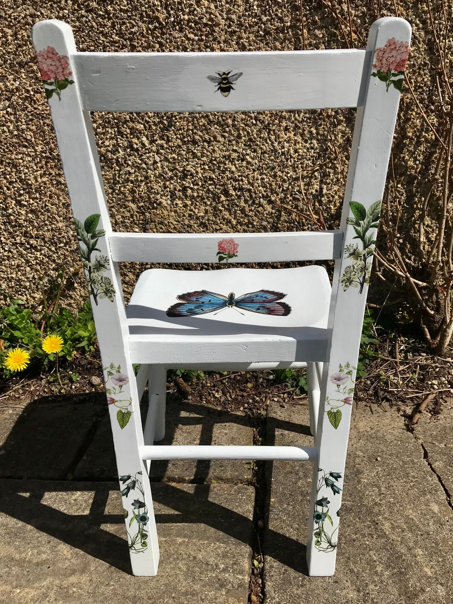 Children's personalised wooden school chair - butterfly field theme