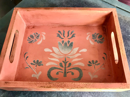 Painted wooden tray