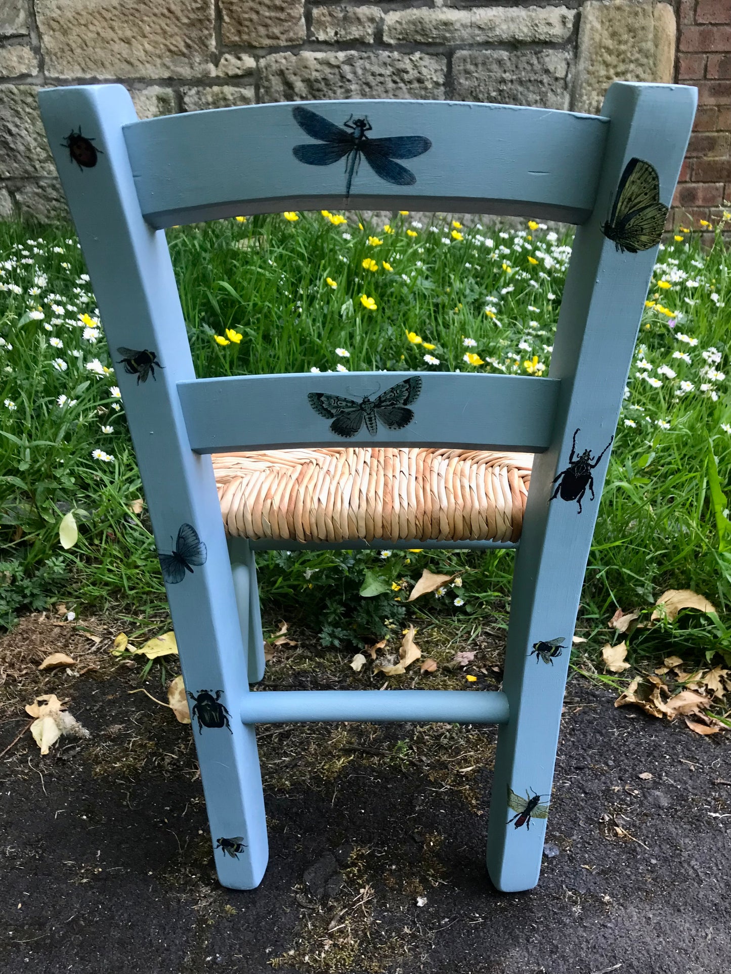 Rush seat personalised children's chair - Random Bug Chair theme - made to order