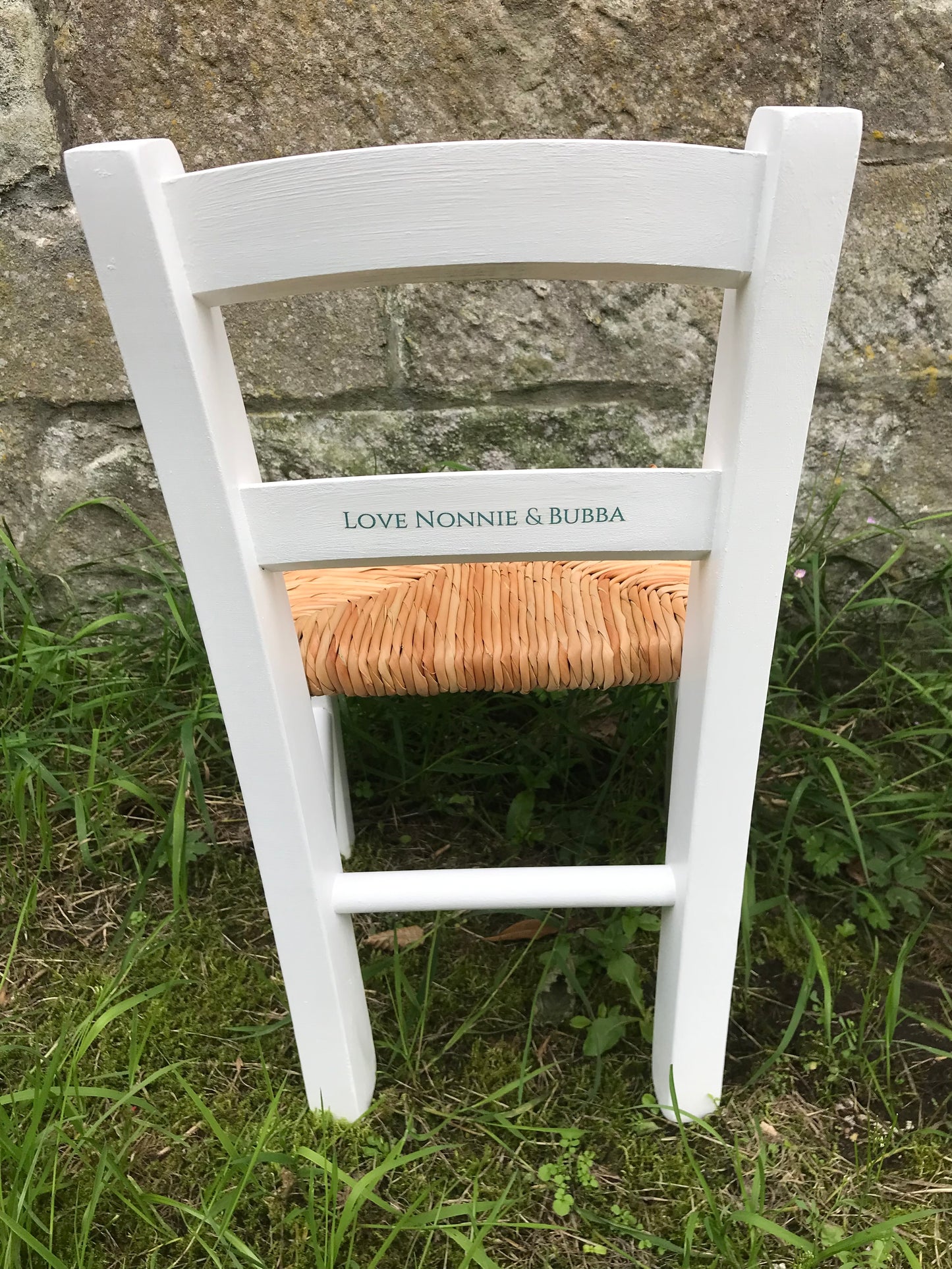 Rush seat personalised children's chair - Simple theme - made to order