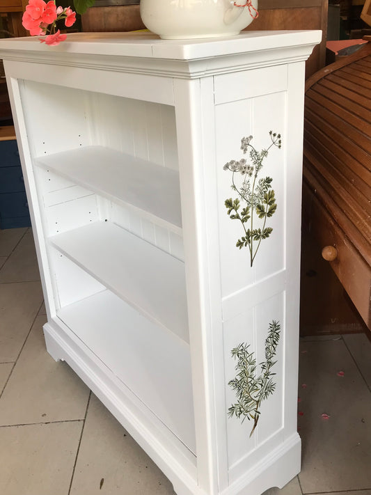 Bookcase for Jane with herbs design in pure white