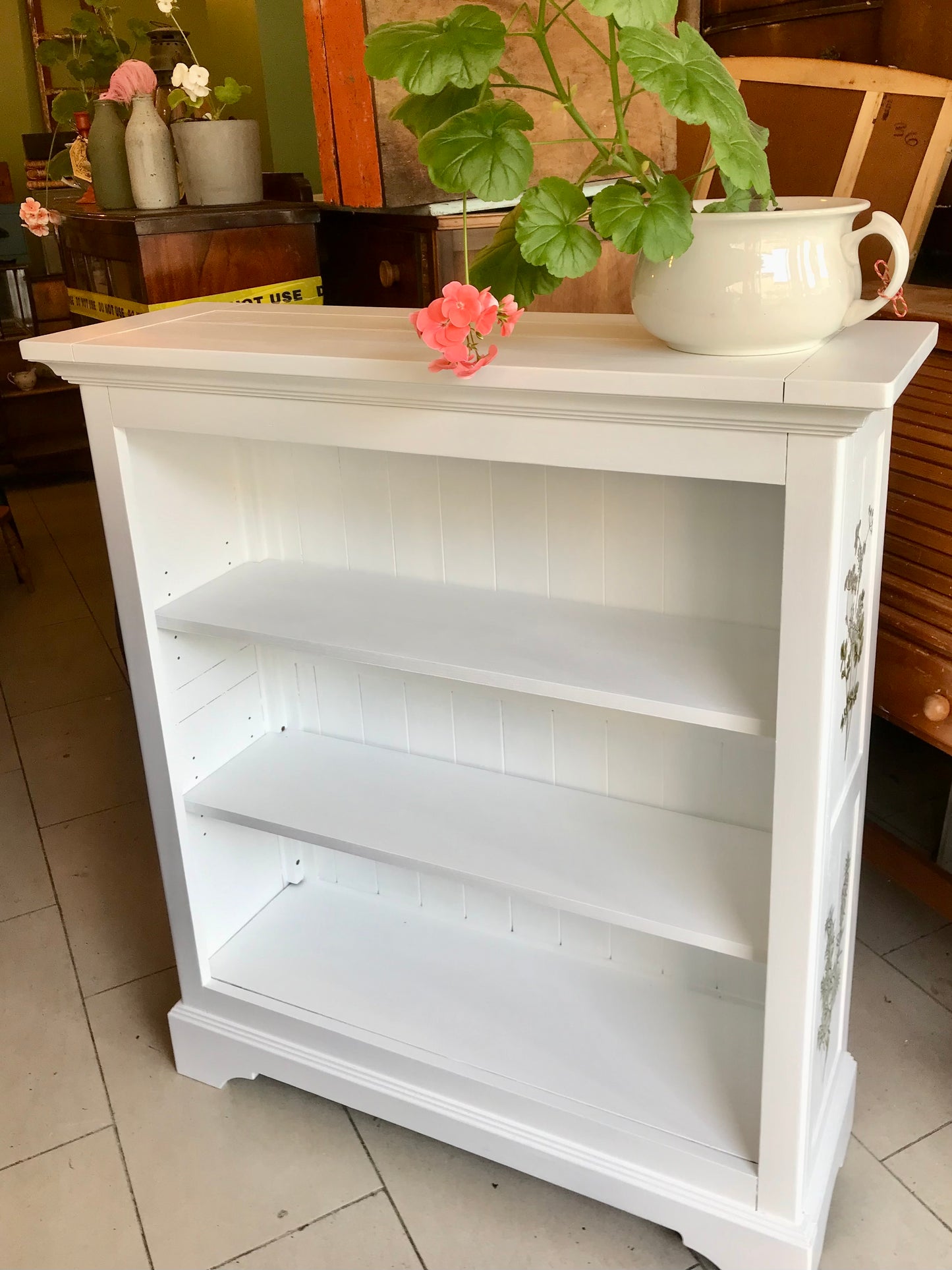 Bookcase for Jane with herbs design in pure white