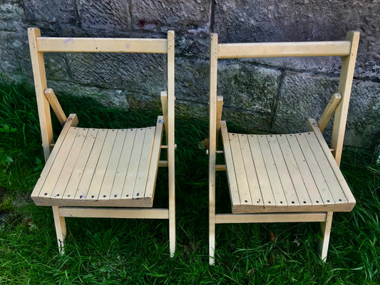 Pair of 1940's painted folding chairs