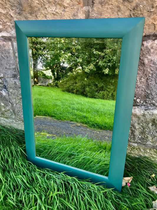 Large green painted mirror