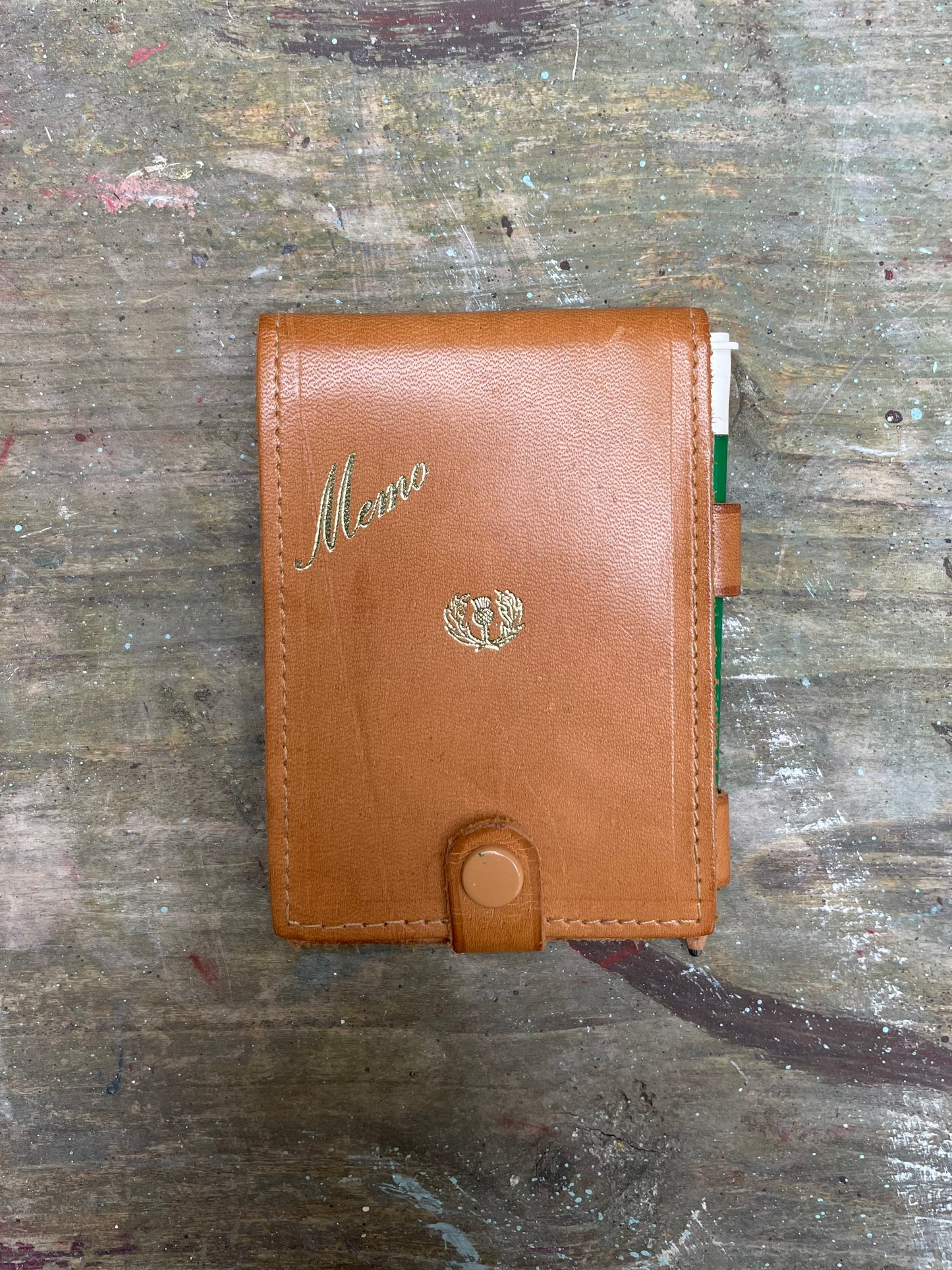Vintage mini memo note pad and pencil