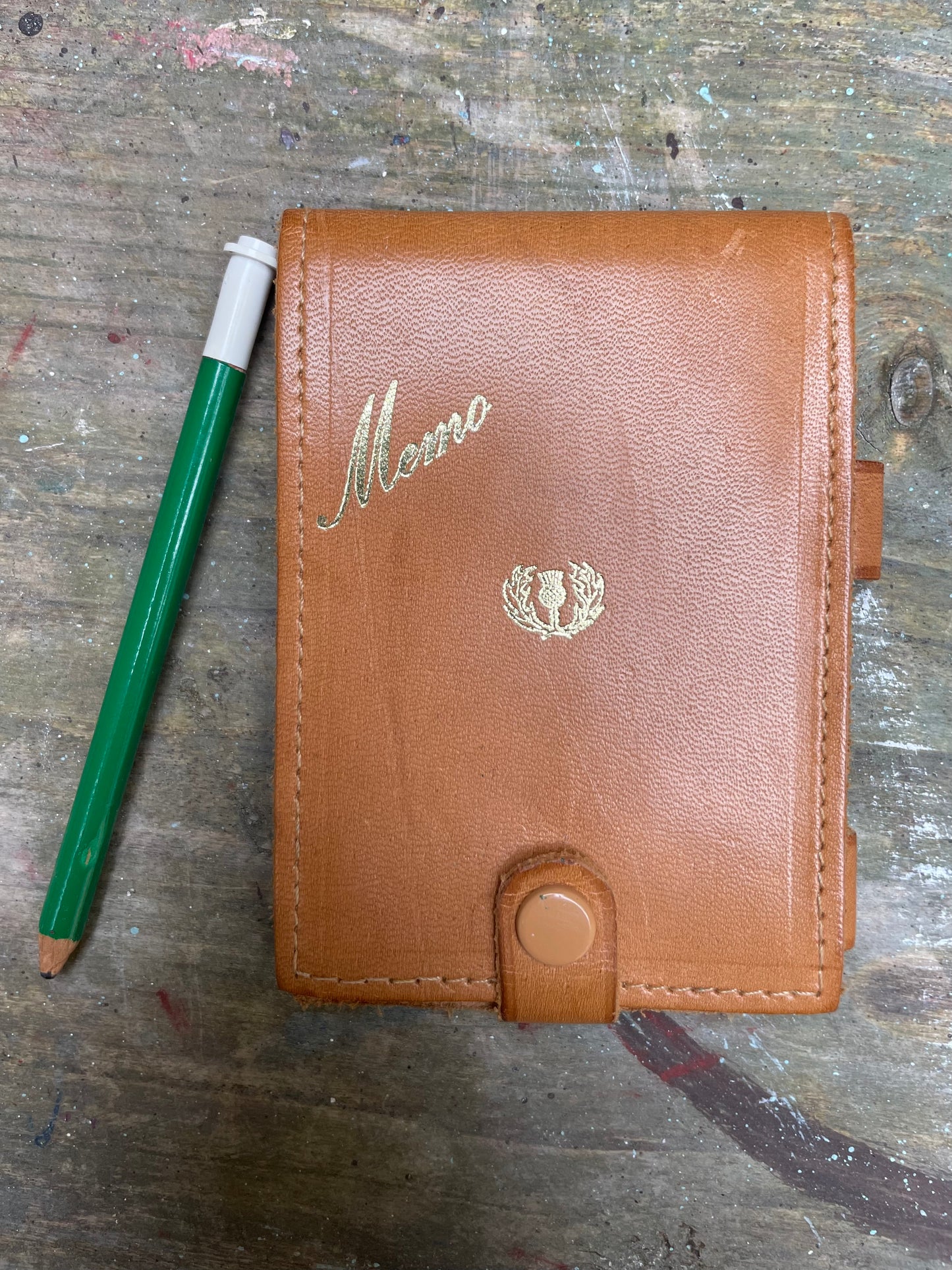 Vintage mini memo note pad and pencil
