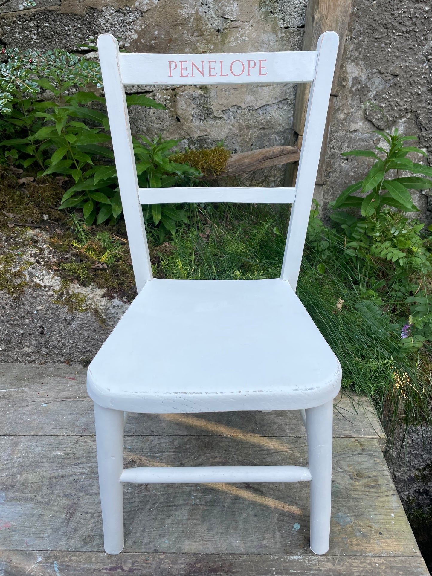 Vintage children's personalised wooden school chair or rocking chair with your child's name or initials made to order