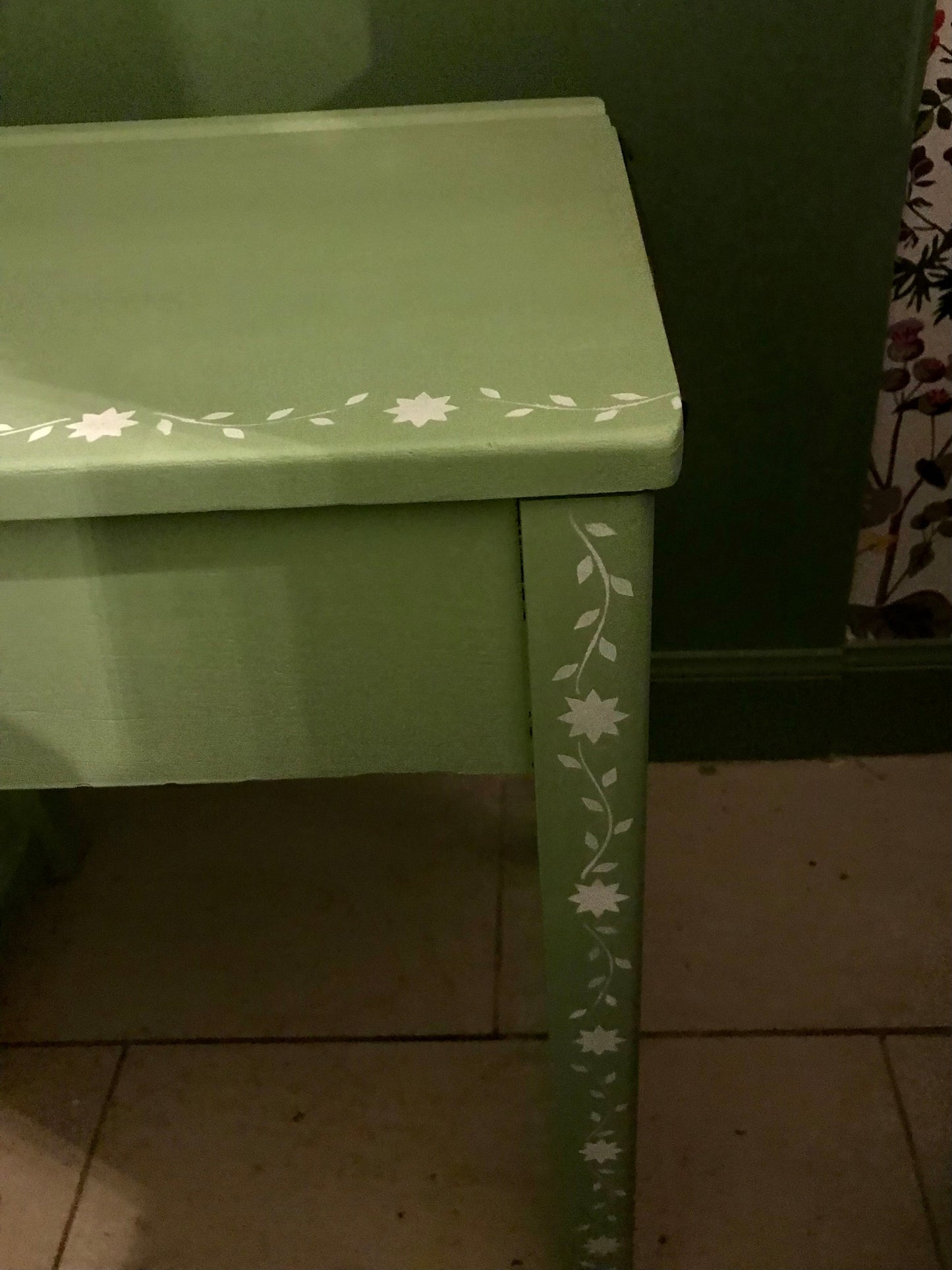 Painted to order rustic primitive Children's chairs and desks painted and stencilled with folk art stencil design
