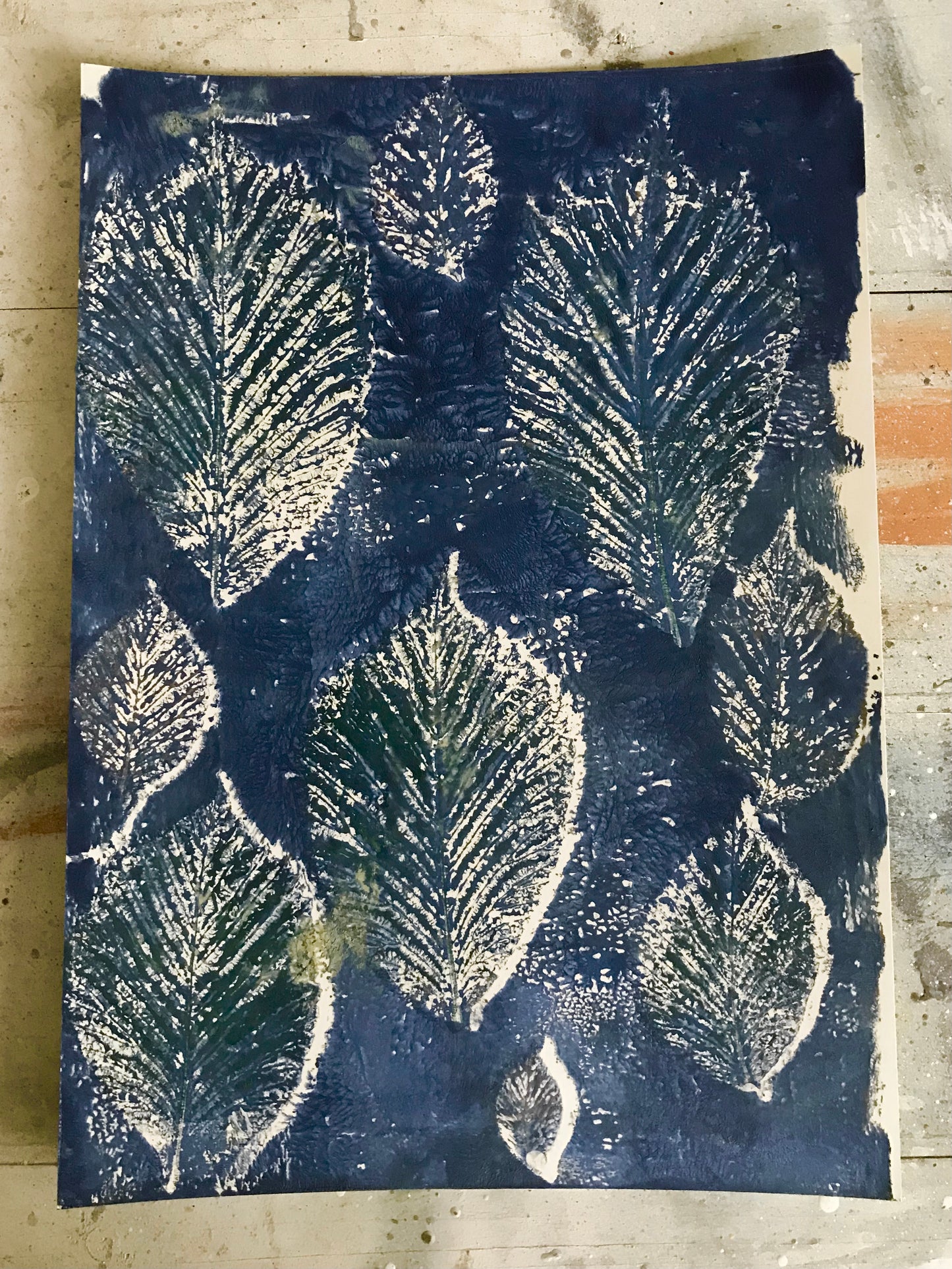 Original Botanical Acrylic Monoprint - Leaves 2