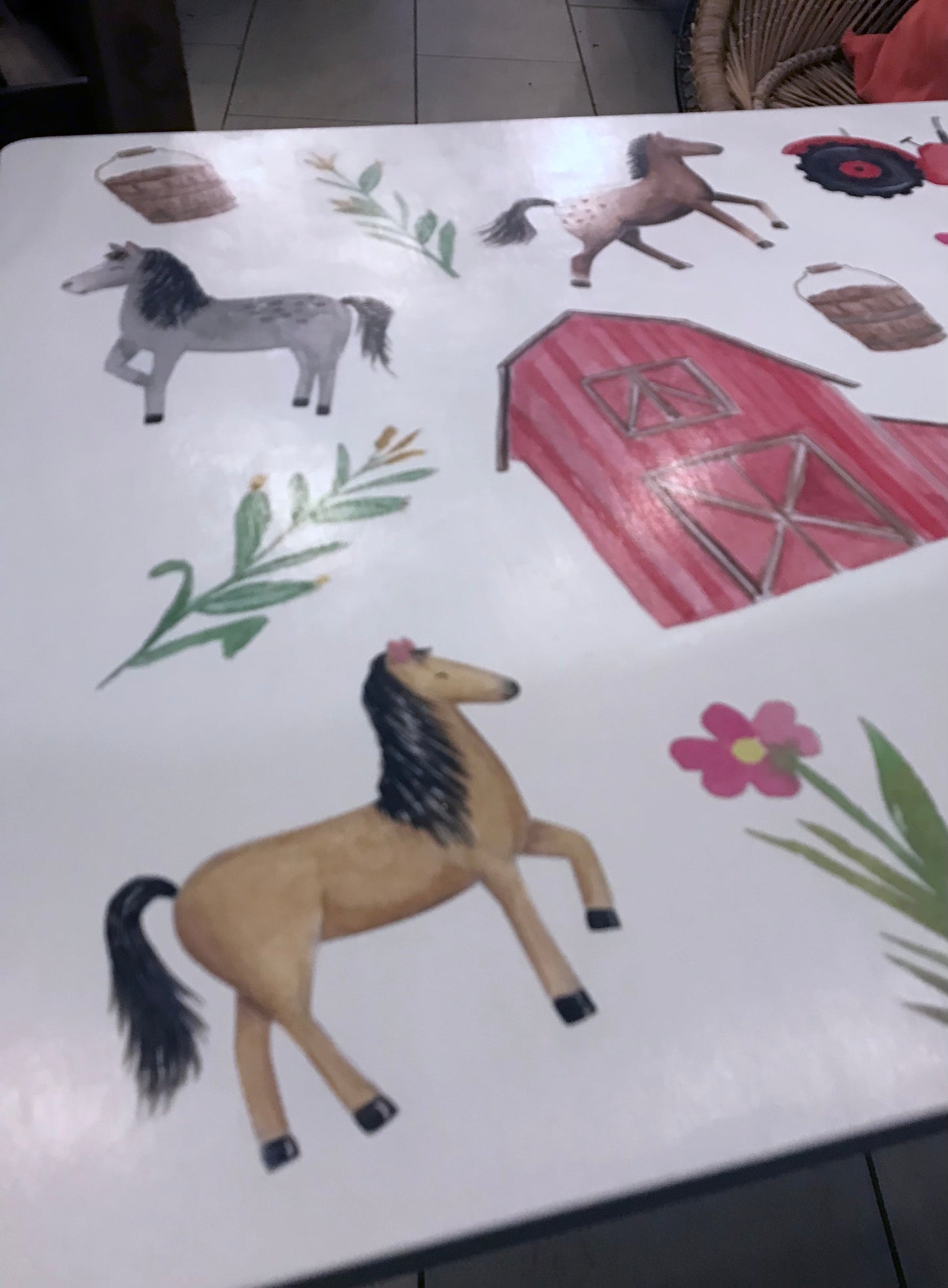 Children's tables - painted to order farm horse design