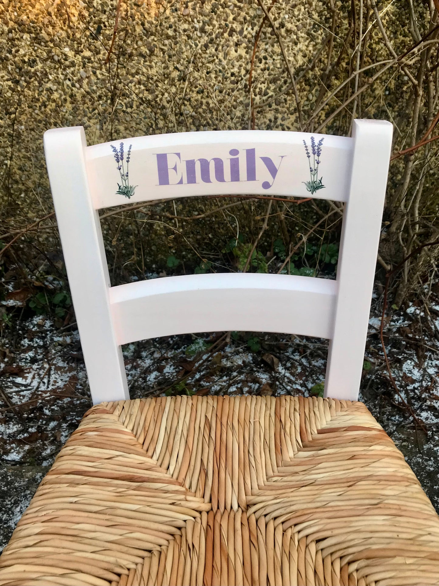 Rush seat personalised children's chair - Flower elements theme - made to order