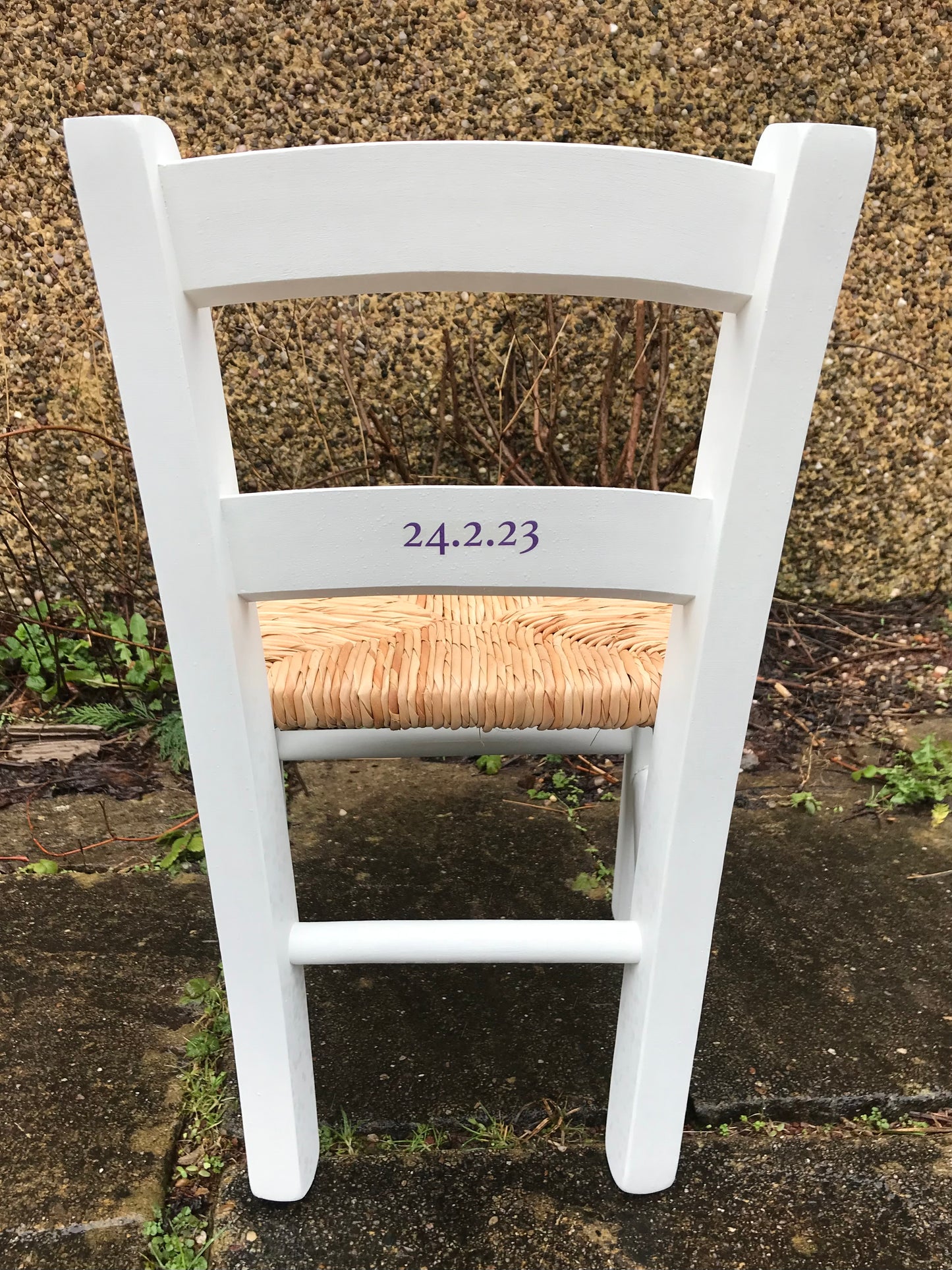 Rush seat personalised children's chair - Flower Garland theme - made to order