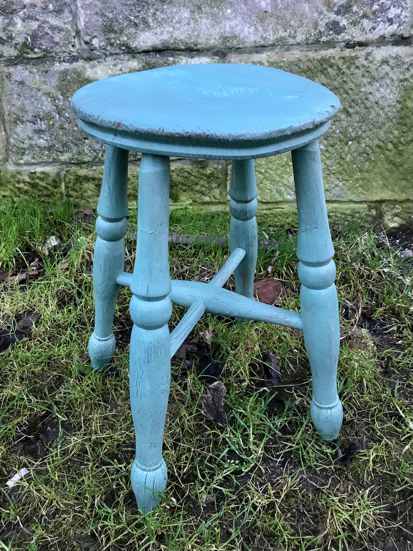 Vintage Primitive vintage  stool painted in Milk paint