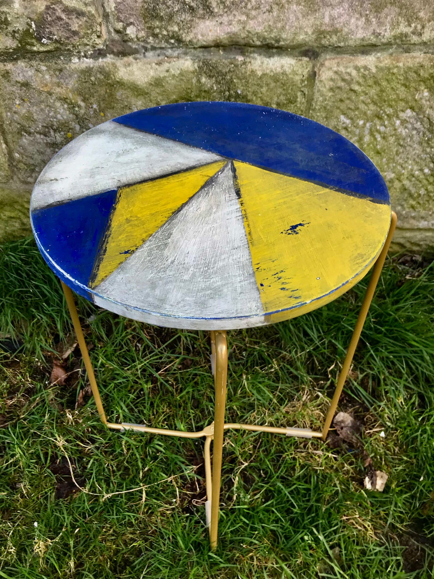 Geometric painted side table