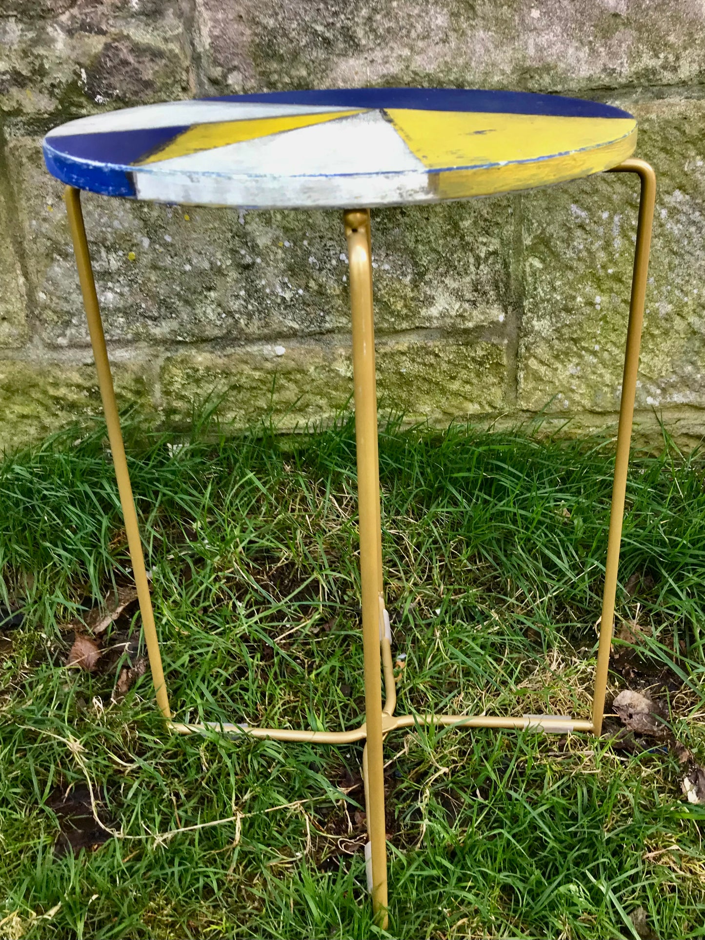 Geometric painted side table