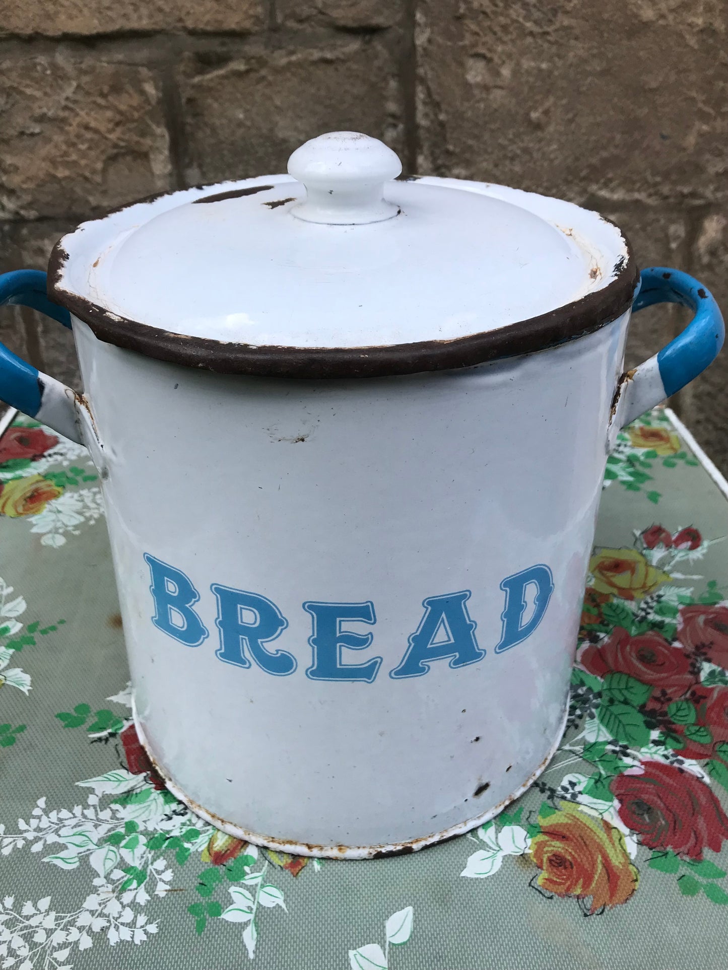 Vintage enamel bread bin