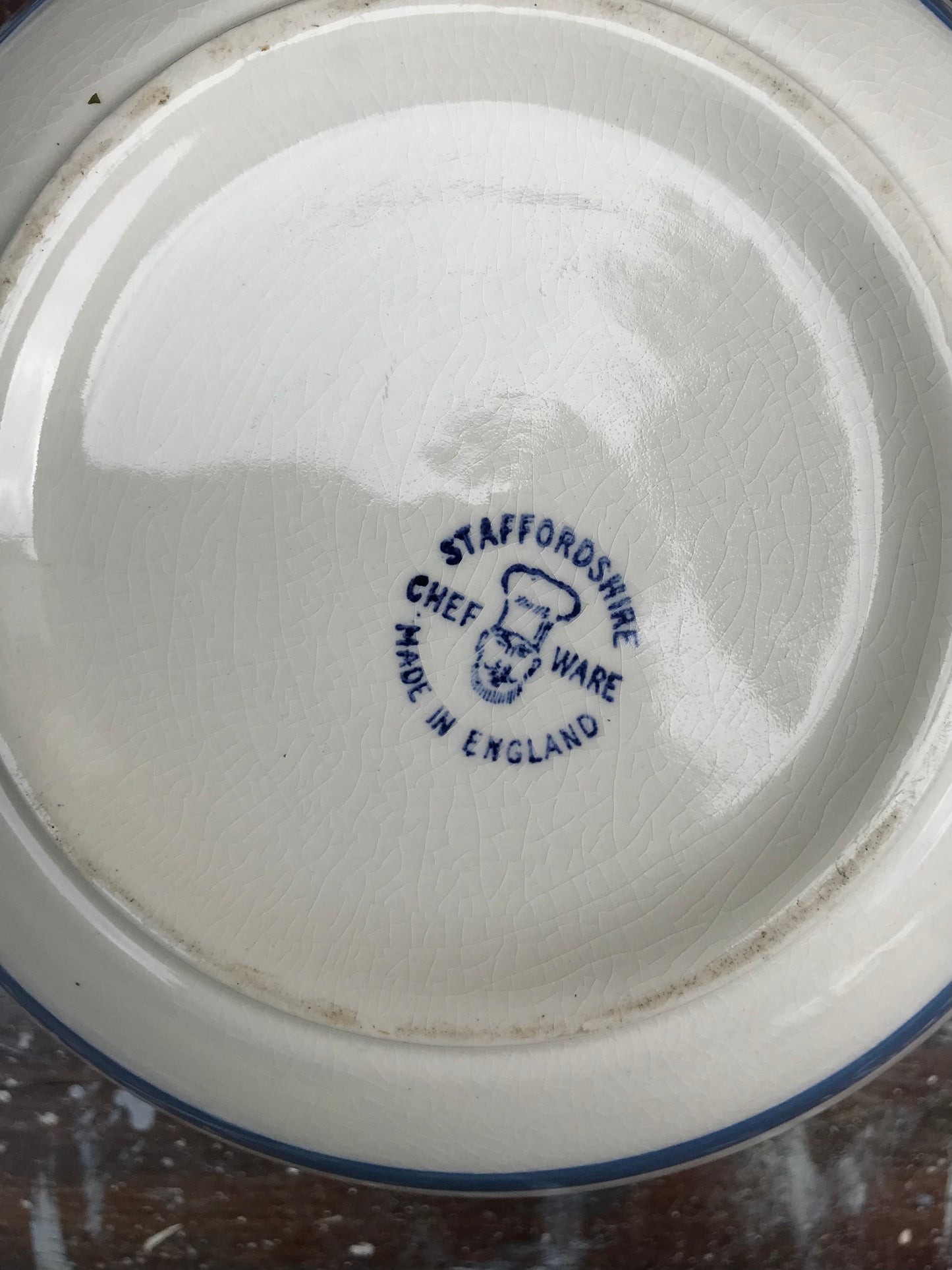 Vintage Blue and White Stripped Mixing bowl , Staffordshire Chefware