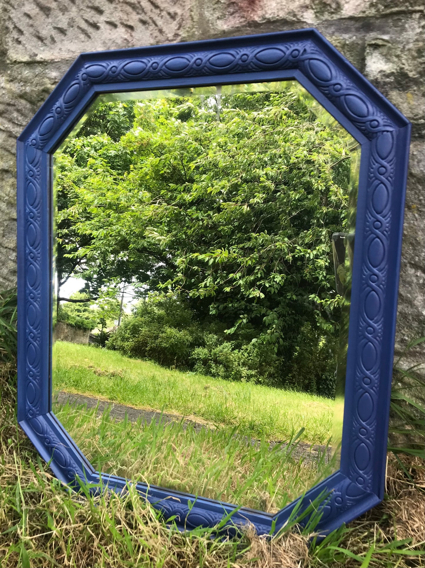 Carved wooden painted mirror frame