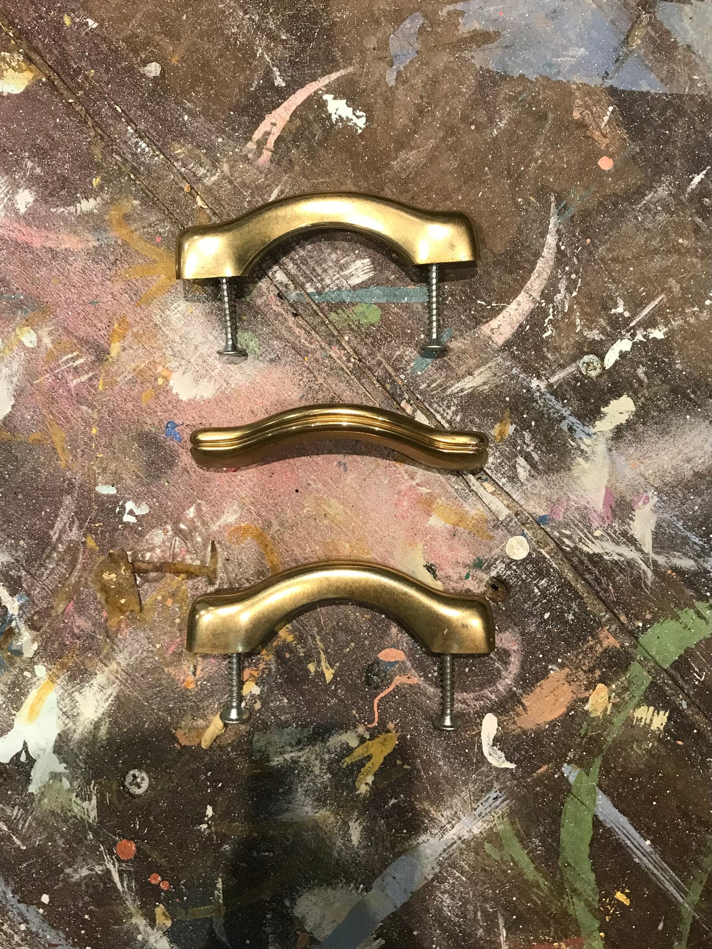 Gold Vintage plastic furniture handles  3 available