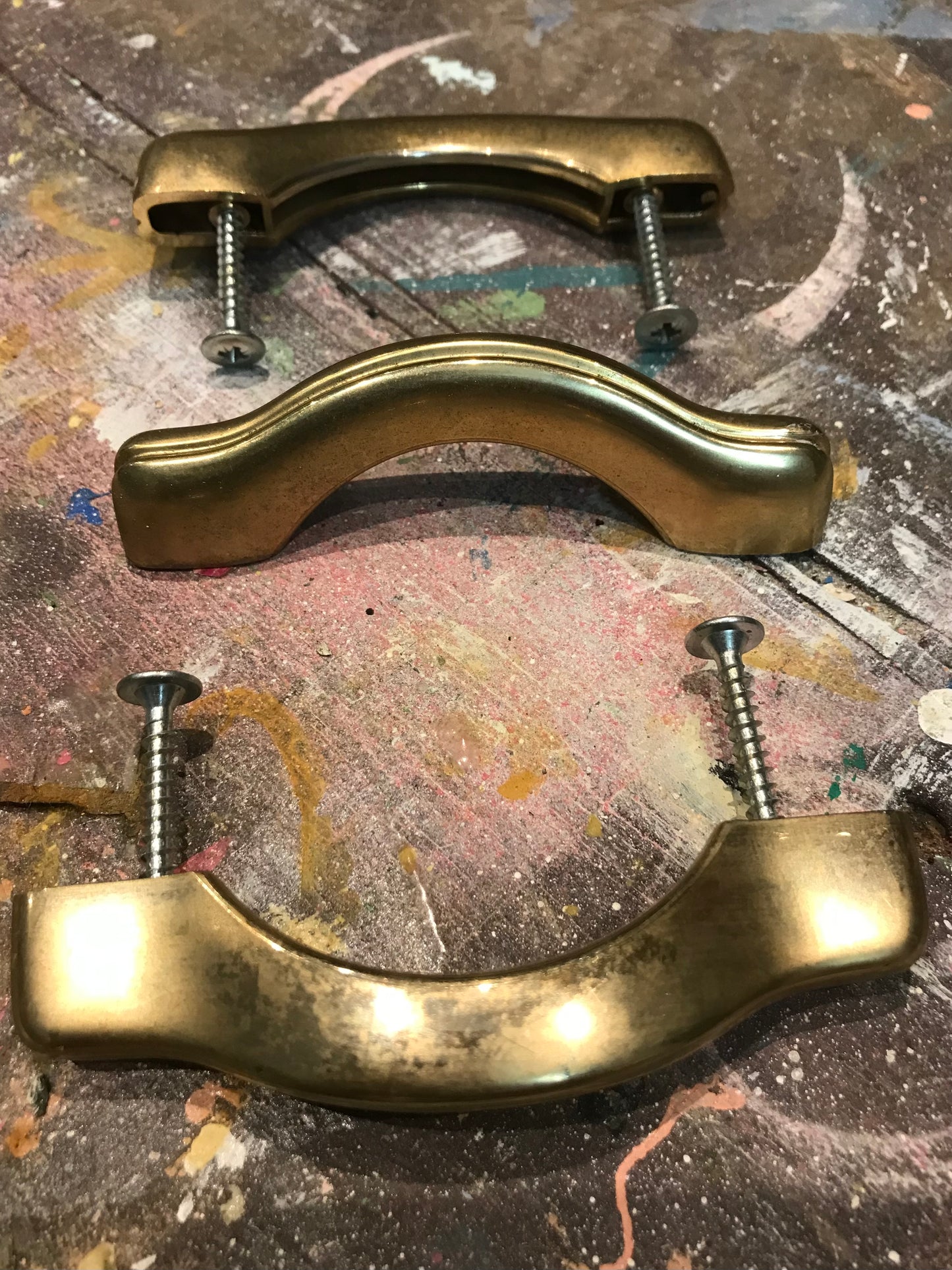 Gold Vintage plastic furniture handles  3 available