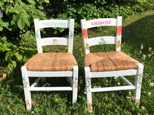 Commission for Jude 2 x personalised children's chairs