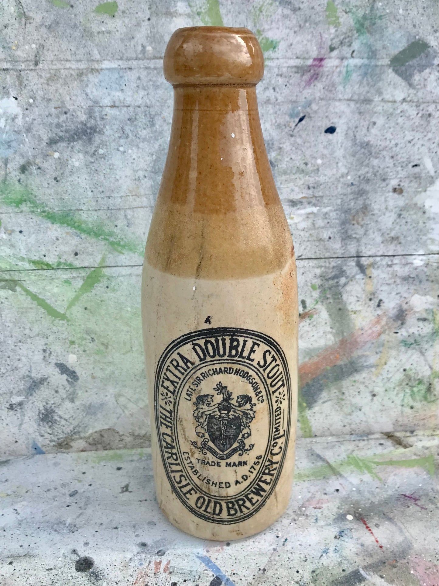 vintage stoneware extra double stout Carlisle old brewery co beer bottle