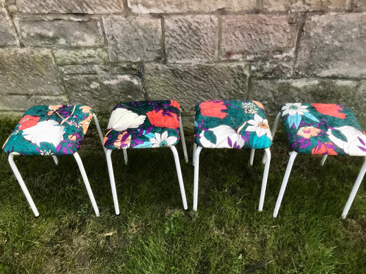 4 vintage 70's stools fully reupholstered