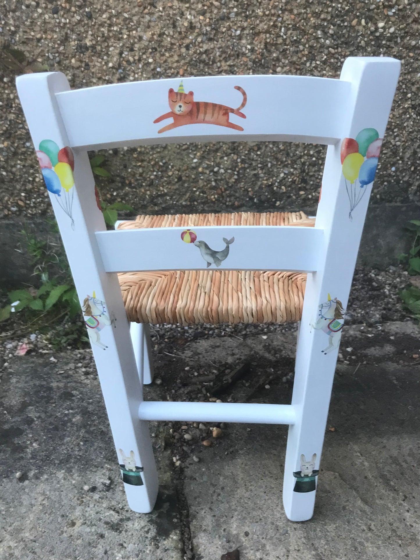 Commission for Alexandra - personalised children's chair with circus theme