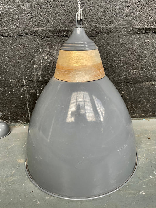 Huge metal and beech wood industrial light