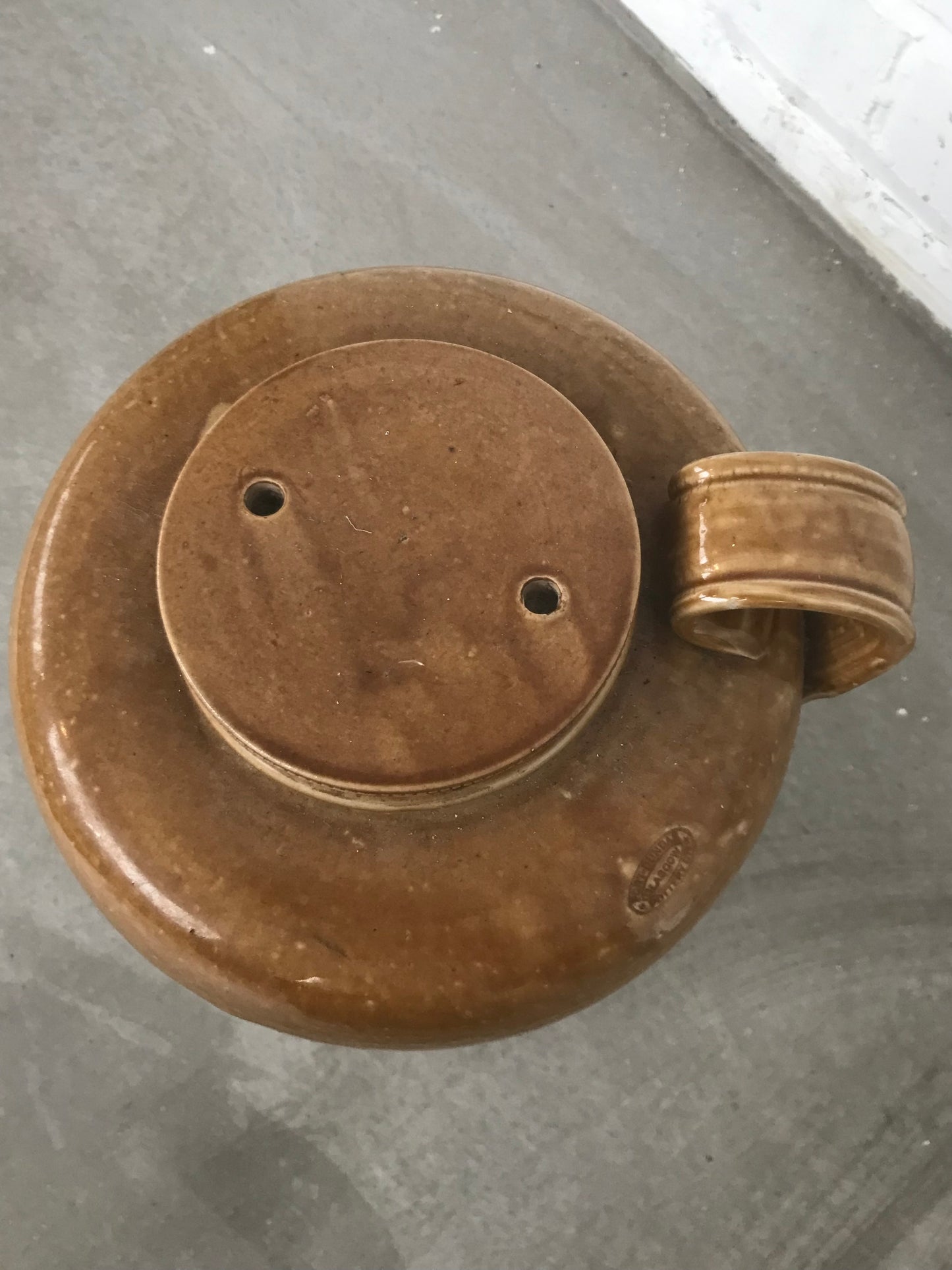 Large Rustic stoneware pot / urn with original screwtop ceramic lid