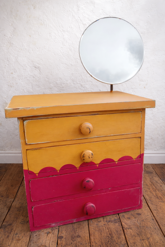 Little boho colour clash vintage children's dressing table