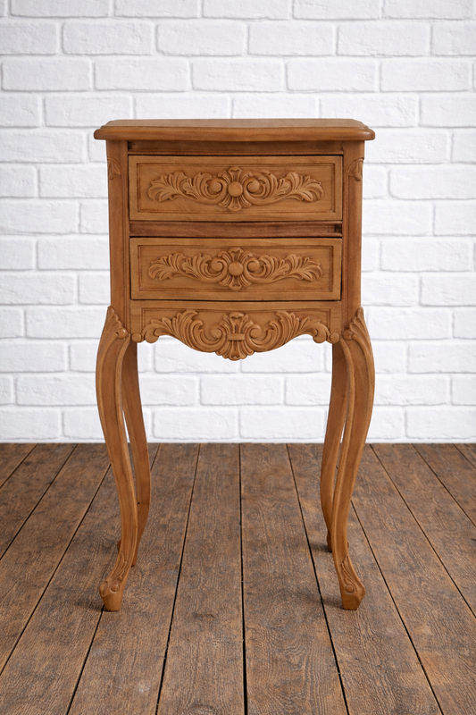 New Mahogany reproduction 2 drawer French bedside cabinet - available for painting to order