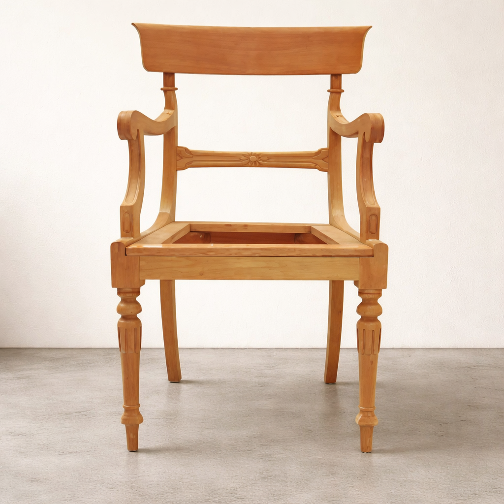 New Reproduction carved traditional mahogany dining chairs available for reupholstery and painting your choice of colour