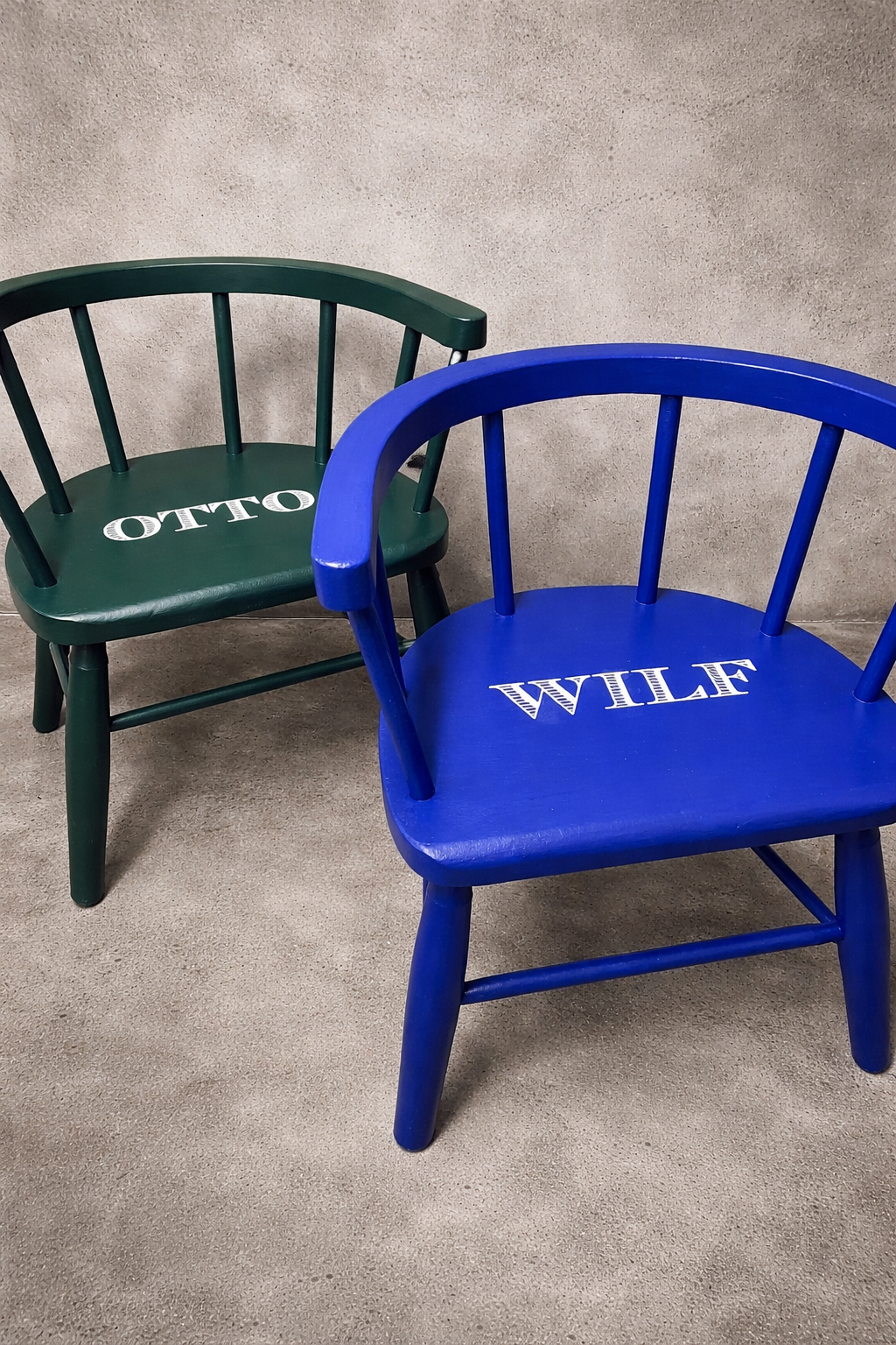 Pair of personalised children's chairs