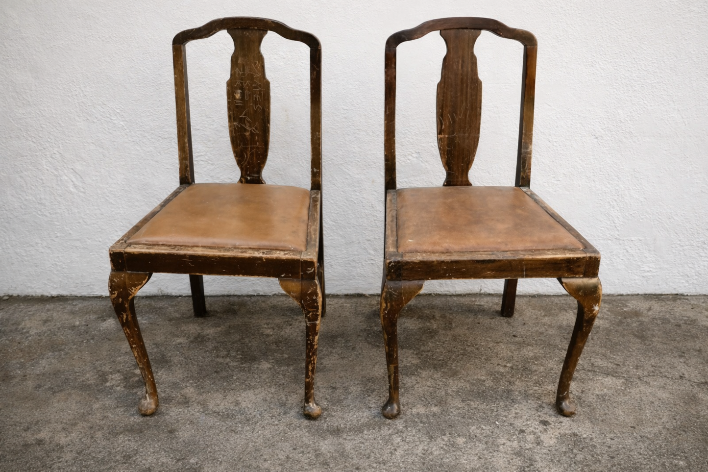 Pair of vintage retro chairs  available for reupholstery and painting your choice of colour