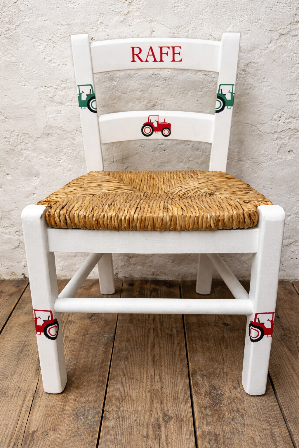 Personalised decoupaged children's chair - Tractor theme - made to order